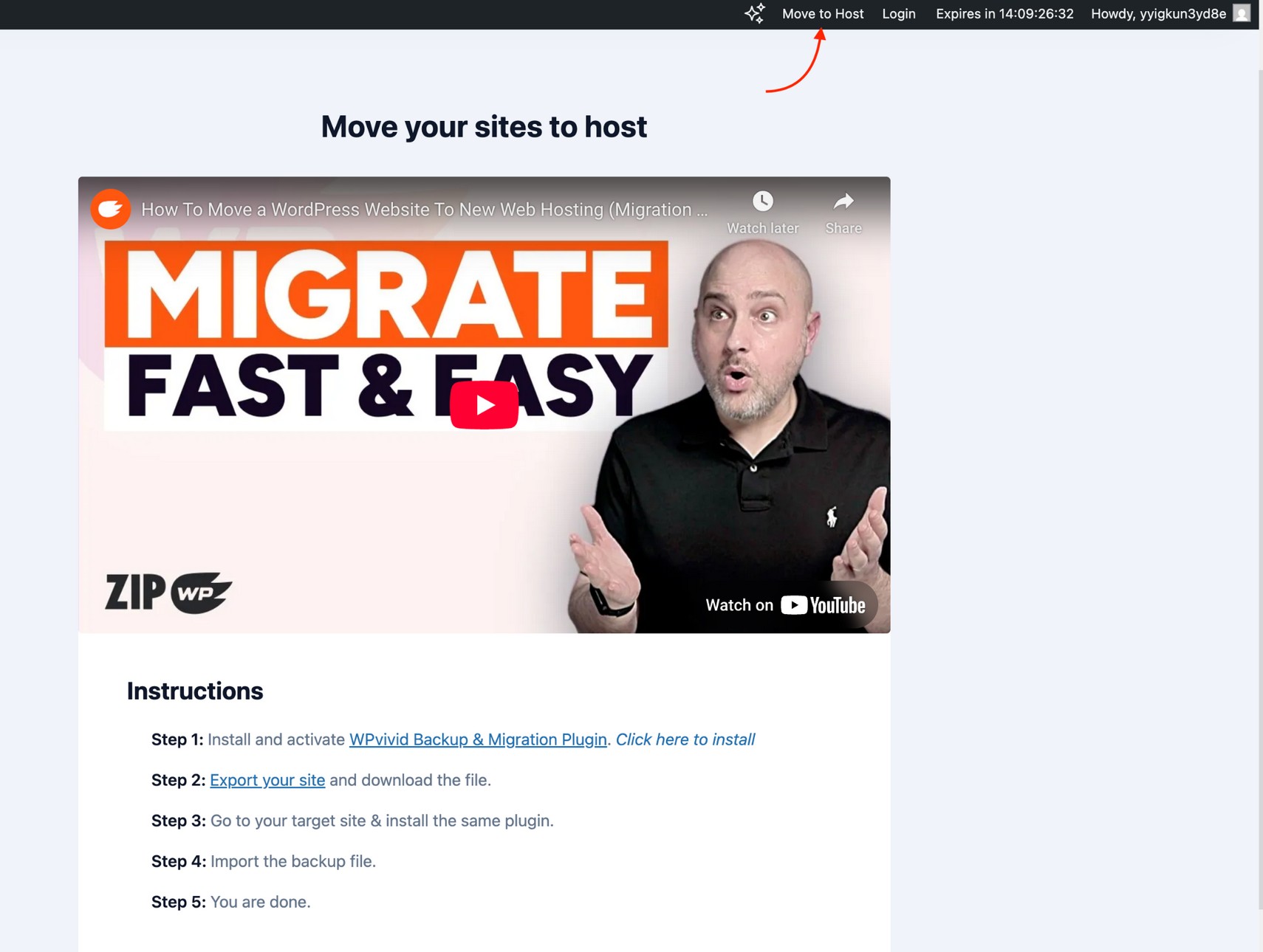 Step by step process to migrate your website to a different host.