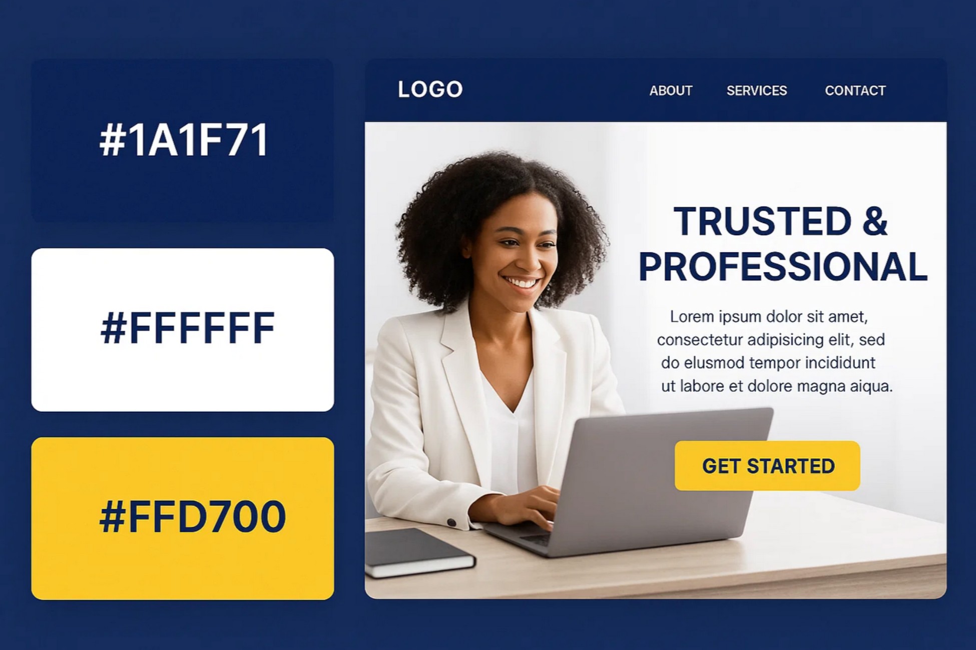 Navy Blue, White, and Gold