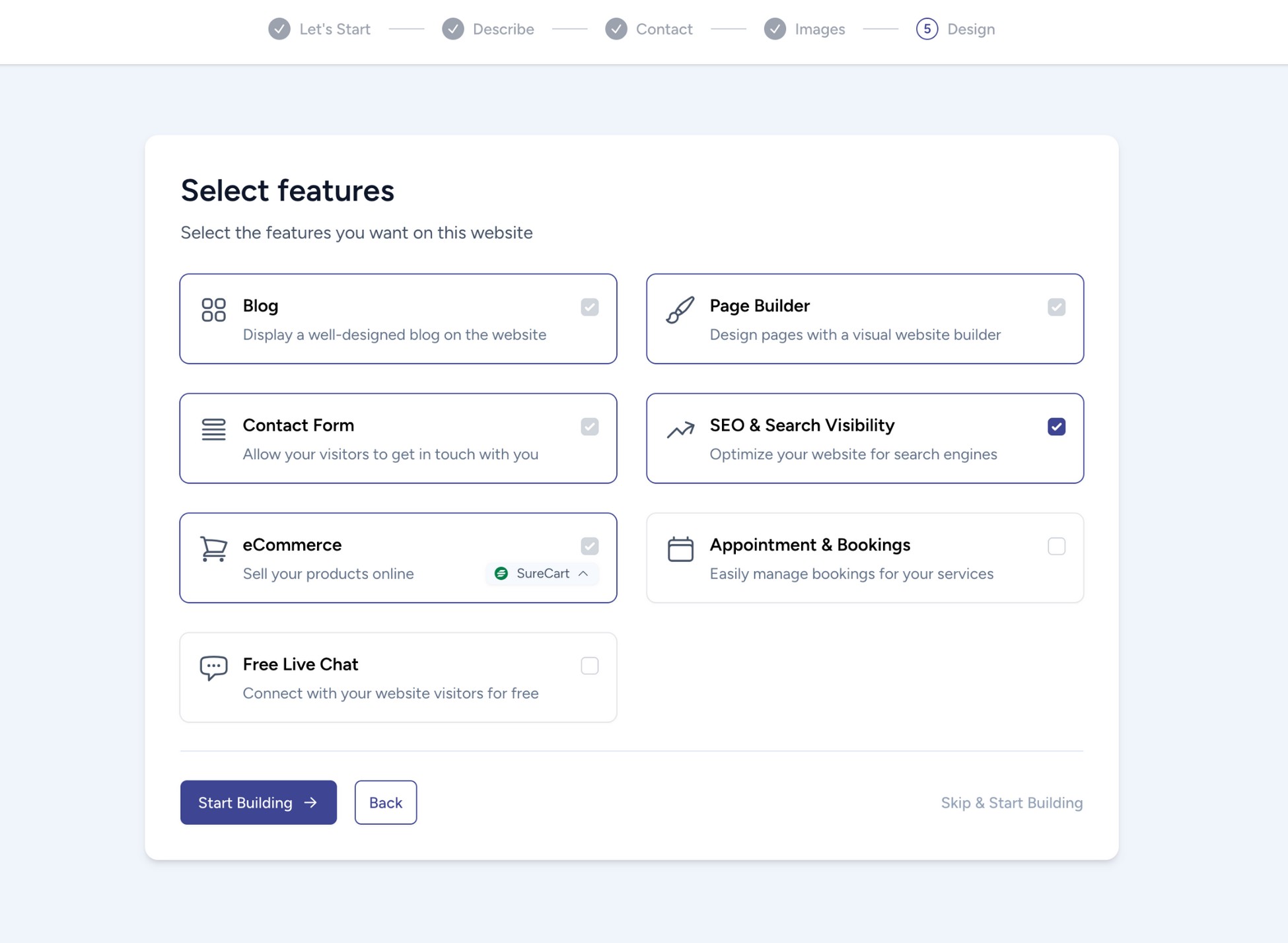 advanced features for the website