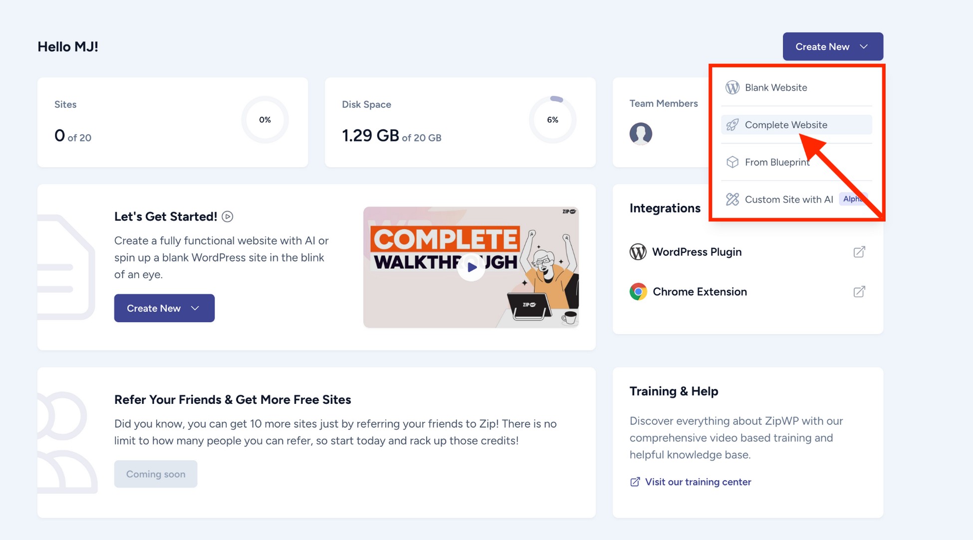 create a website with AI with zipwp