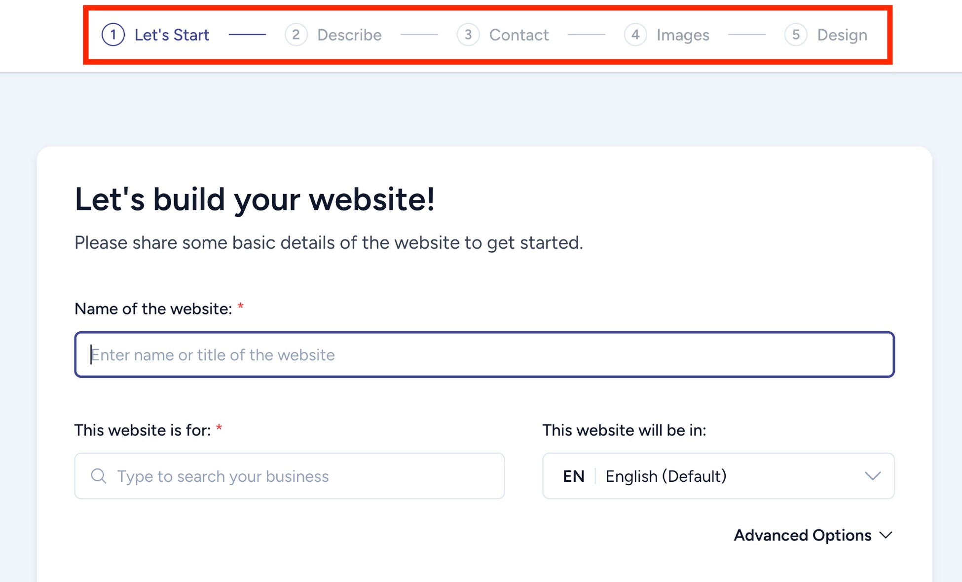 5 steps process to create website