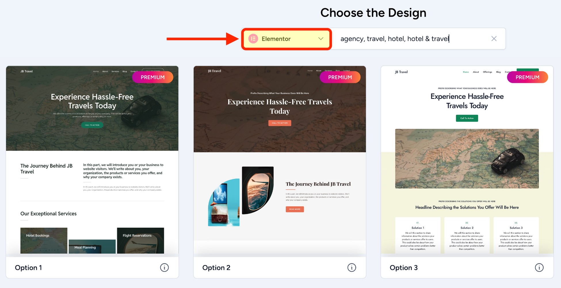 choose elementor page builder from zipwp setup